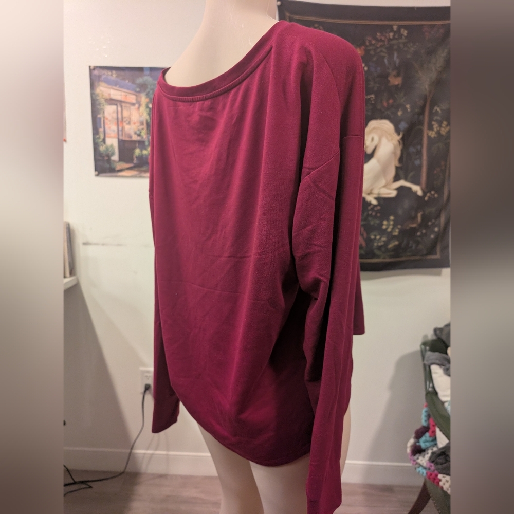 Express Maroon 'Need More Coffee' Long‎ Sleeve Shirt Size Large - Picture 9 of 9